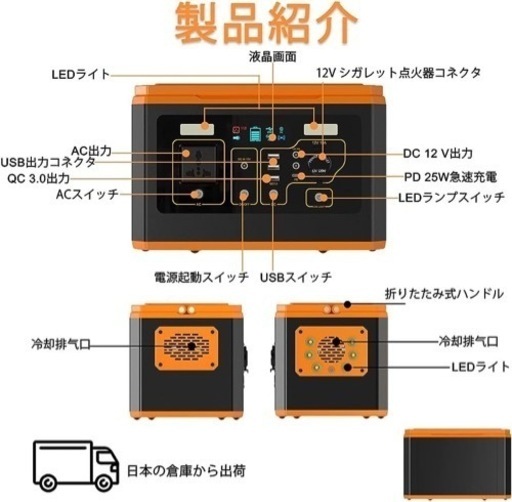2023 800W 純正弦波]ポータブル電源 家庭 アウトドア 両用 バックアップ電源 小型 大容量モバイルバッテリー 急速充電 