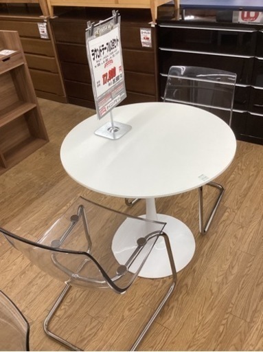 KH-59【新入荷　リサイクル品】ラウンドテーブル3点セット　白