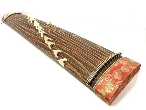 【引き取り歓迎】◆和琴◆13弦 蒔絵あり 全長183cm 琴柱／口前カバー付き
