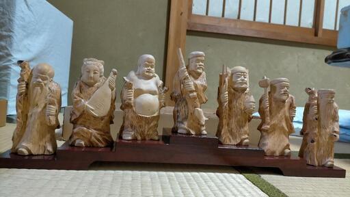 [18-19日限定]木彫りの七福神と台座セット