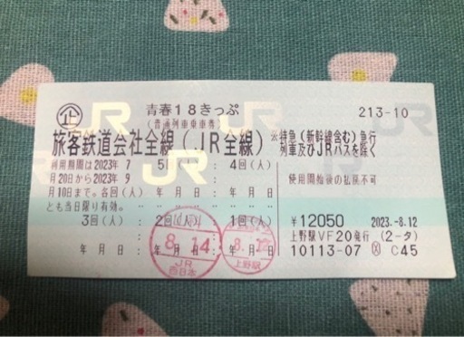 「決まりました」青春18きっぷ　2回分