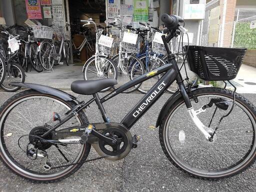中古子供自転車２６６８　シボレー　２２インチ　６段ギヤ　LEDオートライト　身長１２１㎝