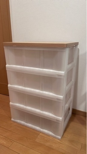 木目トップ　収納ケース　4段