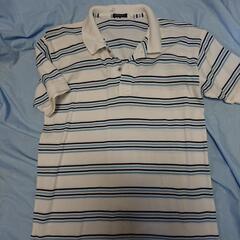 黒と水色のラインのポロシャツ  サイズM