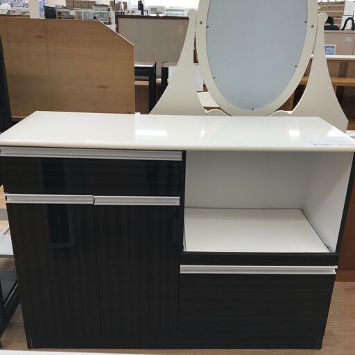 ★ジモティ割あり★  レンジ台 ブラック H88×W120×D44 クリーニング済み KJ2593