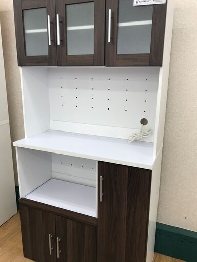 ★ジモティ割あり★  食器棚 ダークブラウン H180×W90×D41 クリーニング済み KJ2596
