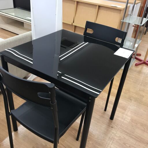 ★ジモティ割あり★  ダイニングセット　2人用 ブラック H76×W70×D70 クリーニング済み KJ2600