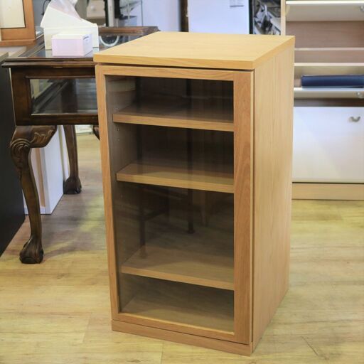 かながわpay可】900)【美品】無印良品 木製キャビネット ガラス扉