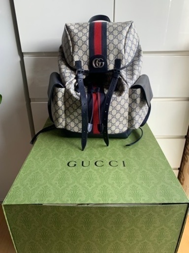 GUCCIオフィディア GGミディアム バックパック　ベージュ＆ブルー