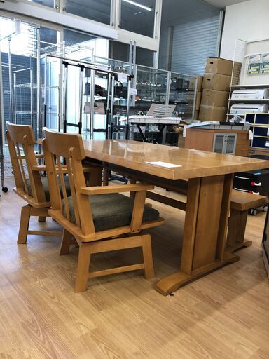 ★ジモティ割あり★  ダイニングセット  W147×D87×H67 クリーニング済み SJ3056 ☆ジモティ割あり☆ ダイニングセット W147×D87×H67 クリーニング済み