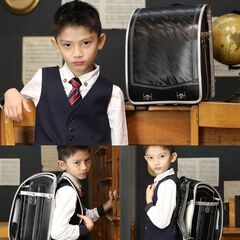 【新品】男の子ランドセル 迷彩柄 大容量 軽量 6年保証 全国送料無料 スクールバック 小学生通学カバン ブラック/シルバーの画像