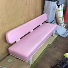 🎉 Takada Bed ロビーチェア 背付き 長椅子 ピンク 横幅181cm 奥行50cm 高さ73 ベンチ イス 高田ベッド