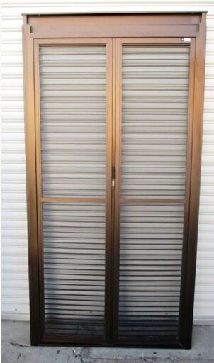 YKK AP 中折網戸　玄関　高さ198x幅101㎝　格子タイプ　ブラウン　スライド式ロック