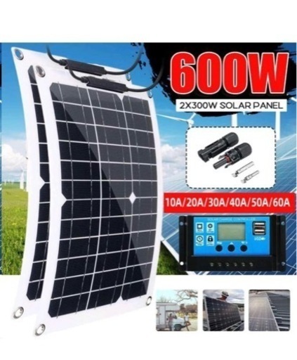 ソーラーパネル600W18Vフレキシブルで効率的な太陽光発電バッテリー充電   2枚