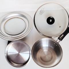 新品未使用ガラス蓋 蓋付き片手鍋 オールサイズガラス蓋  ３点セットの画像