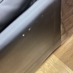 KH-61【新入荷　リサイクル品】カリモク　ハイバック　本革3シーターソファ　黒の画像