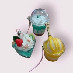 スイーツ デコ キーホルダー ★ かき氷 パフェ パンダ くま ★ 新品の画像