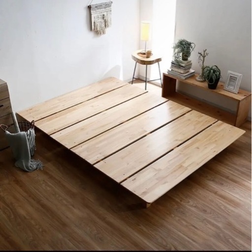 [セミダブル] ベッドフレーム すのこ ロータイプ 木製 無垢材 パイン材