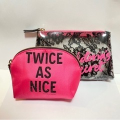 新品 ヴィクトリアシークレット ポーチ 2点セット レース & ピンク