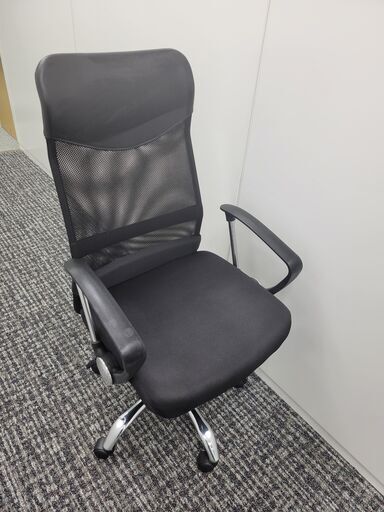 レザー/メッシュ ハイバックチェア 腰楽サポート付　＜1万円相当＞
