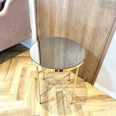 サイドテーブル ガラス  ピンクゴールド   おしゃれの画像