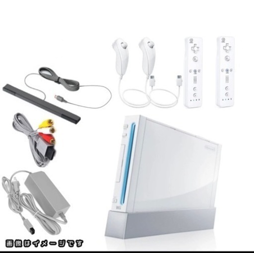 Wii本体とリモコン２つ、ヌンチャク２つ、ドンキーコングソフトのセット‼️