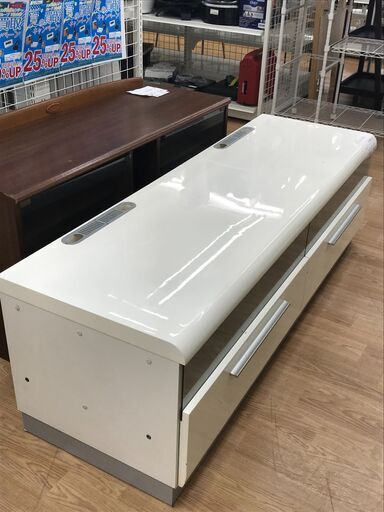 ★ジモティ割あり★  テレビ台 ホワイト H50×W155×D50 クリーニング済み KJ2620