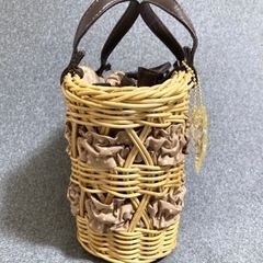 サマンサベガ 美品！ カゴバッグ 茶色 キラキラハートチャーム付き ブラウン 水玉の画像