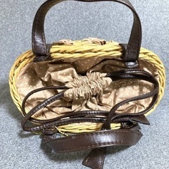 サマンサベガ 美品！ カゴバッグ 茶色 キラキラハートチャーム付き ブラウン 水玉の画像