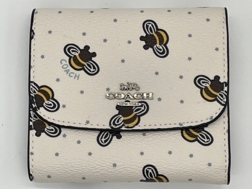 大幅値下げ‼️COACH コーチ3つ折り財布　ミツバチ ホワイト