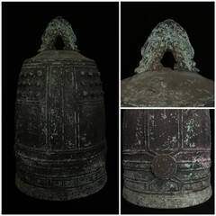 WY4/4 銅鐘 吊り鐘 釣鐘 半鐘 時代 古美術 骨董 仏教美術 金属工芸