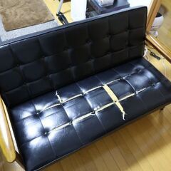 カリモクKチェア 二人掛け 譲ります ※座面破れあり