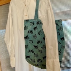 猫柄　トートバッグ　藍染めの画像