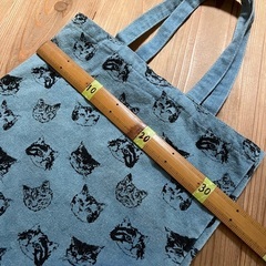 猫柄　トートバッグ　藍染めの画像