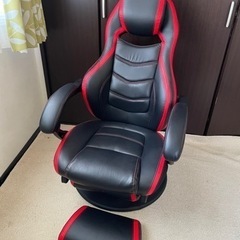 取引中【美品】ゲーミングチェア 高座椅子 収納式オットマン付