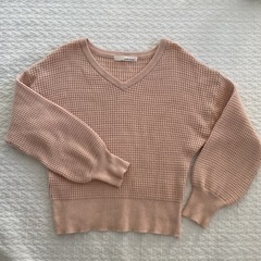 mysty woman ワッフル ニット トップス セーター ピンク