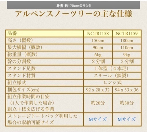 クリスマスツリー　150cm スノー、松ぼっくり付き