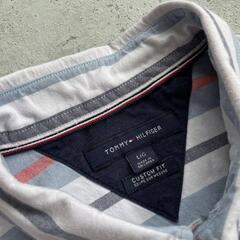 トミーヒルフィガー TOMMY HILFIGER ボーダー ショートスリーブ ボタンダウンシャツ マルチカラー Lの画像