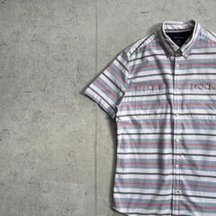 トミーヒルフィガー TOMMY HILFIGER ボーダー ショートスリーブ ボタンダウンシャツ マルチカラー Lの画像