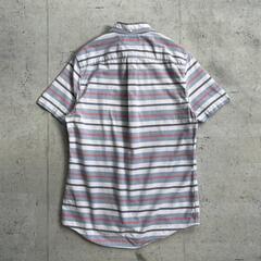 トミーヒルフィガー TOMMY HILFIGER ボーダー ショートスリーブ ボタンダウンシャツ マルチカラー Lの画像