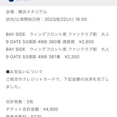 【値下げ】8/22 ハマスタ　通路席