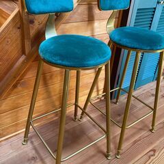 おしゃれなカウンターチェア　（2脚）グリーン 　価格見直しの画像