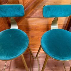 おしゃれなカウンターチェア　（2脚）グリーン 　価格見直しの画像