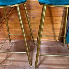 おしゃれなカウンターチェア　（2脚）グリーン 　価格見直しの画像