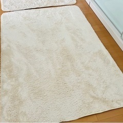 2枚セット シャギーラグ アイボリー100x140cmの画像