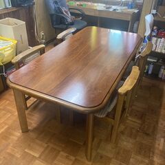 P0437 ダイニングテーブル セット 椅子4脚付き テーブルロータイプ 180cmの画像