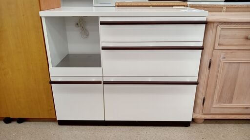 ★ジモティ割あり★  レンジ台 白 H87.5×D44×W105.5 クリーニング済み TJ1679