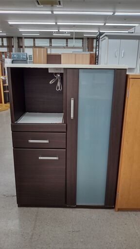 ★ジモティ割あり★ NITORI レンジ台 白/茶 H114.5×D40.5×W80 クリーニング済み TJ1680