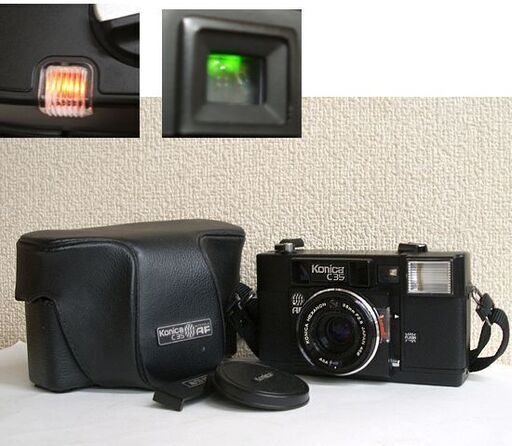 シャッター切れる/フラッシュ ランプOK ジャスピンコニカ C35 AF キャップ・ケース付　1970年代 コンパクト 昭和レトロ フィルムカメラ ☆ PayPay(ペイペイ)決済可能 ☆ 札幌市 豊平区 平岸