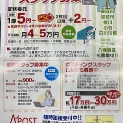 週払有⭐️筑豊地区、八幡西区、京築地区、遠賀郡、宗像市、福津市のポスティングスタッフ⭐️の画像